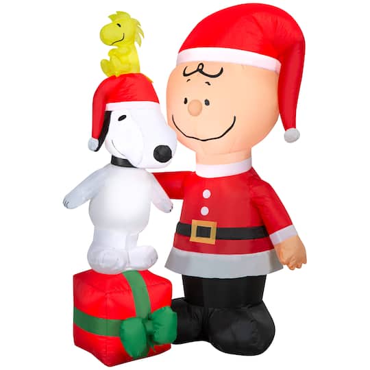 4ft. Airblown® Peanuts® Inflatable Charlie Brown with Snoopy & Woodstock Value Scene Christmas Light Décor